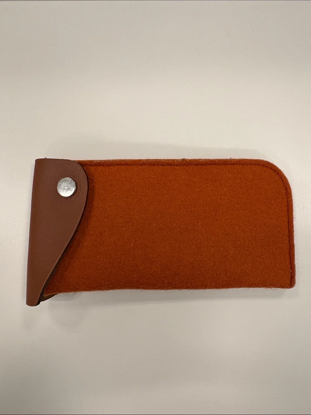 Felt Sunglass Sleeve with Brown Leather Trim